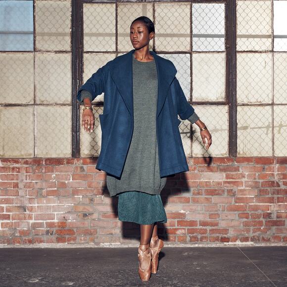 ALI GOLDEN Black Wool Kimono Oversized Coat ONE SIZE - Picture 9 of 10